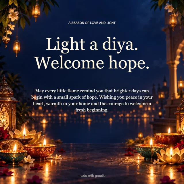 Diwali · A brighter beginning: Light a diya. Welcome hope.