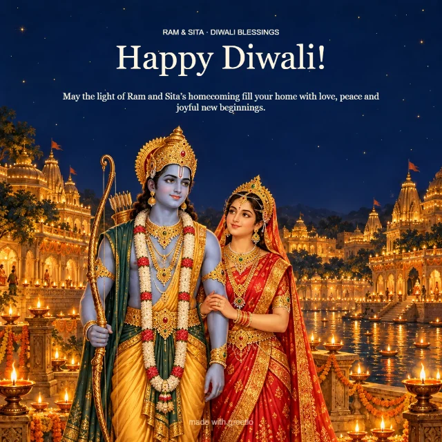 Ram & Sita · Ayodhya lights: Happy Diwali!