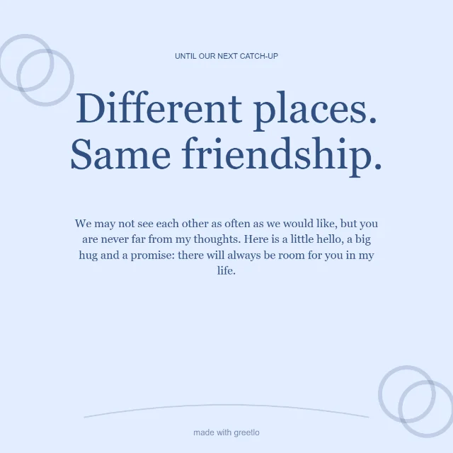 Friendship · Miles cannot change us: Different places. Same friendship.
