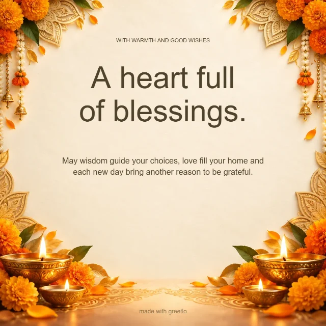 Light and blessings · Warm wishes: A heart full of blessings.