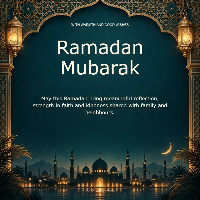 A month of blessings · Warm wishes: Ramadan Mubarak